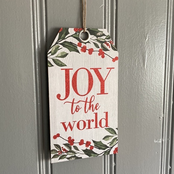 NWT Beautiful Glittered Joy To The World Wooden Holiday Gift Tag Decoration Sign - Picture 4 of 11